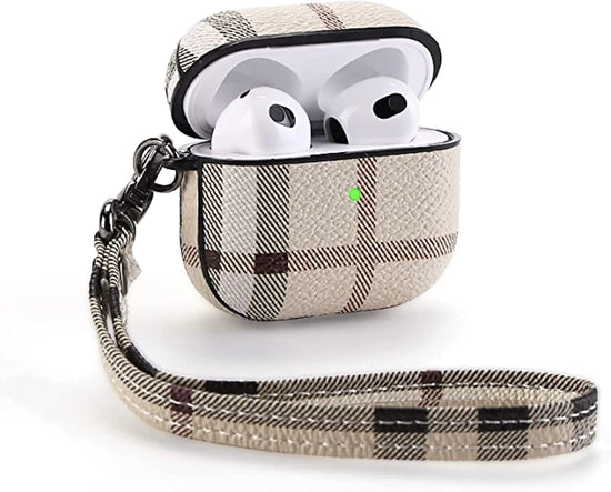 AirPods Pro 2nd Generation Case Cover AirPods Pro 2nd Case for Apple AirPods Pro2 Leather Case Con Wrist Strap and Keychain for Apple (Eco-Friendly Leather) Cover for Apple AirPods pro2(Beige)